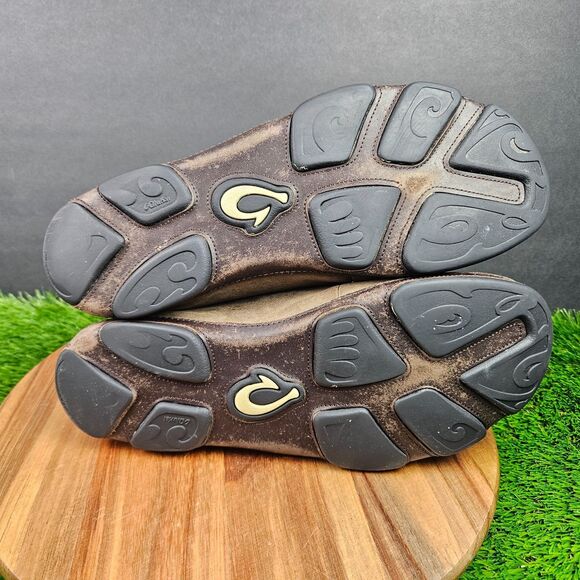 OluKai Moloa Brown Leather Collapsible Heel Loafers Comfort Shoes Mens Size 10.5 main image 4